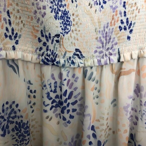 Wilfred Aritzia Tempest Mini Dress Floral Square Neck Smocked Bodice M - Picture 6 of 11